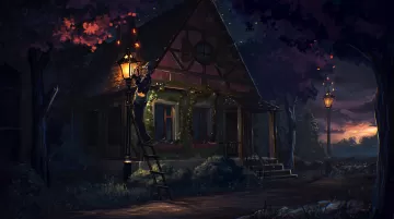 house fairy tale art light night