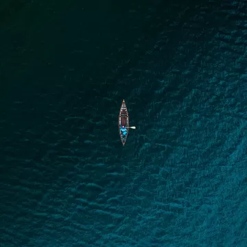 boat sea view from above water
